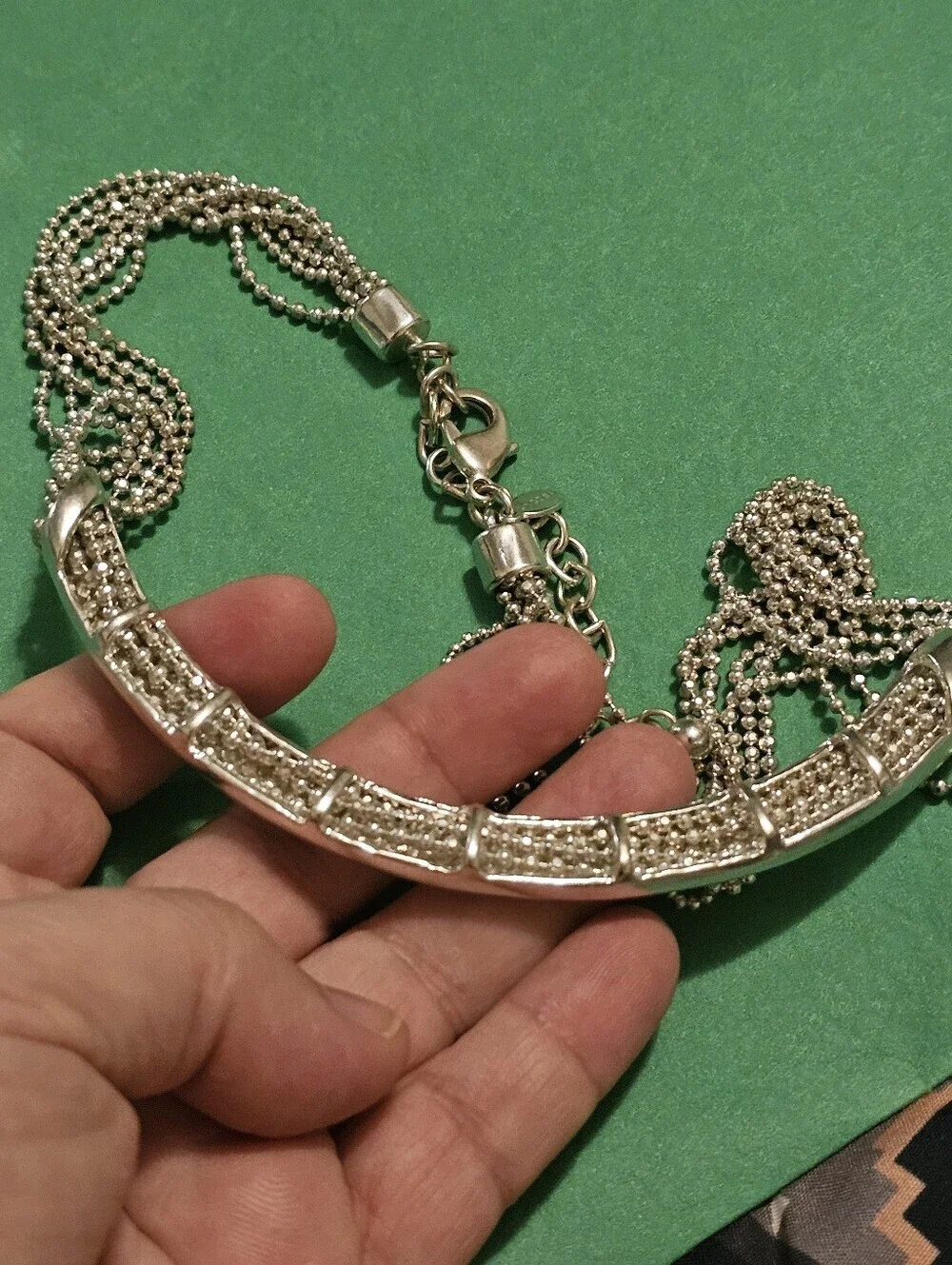 Chico's Silver Multi-Strand Bar Necklace